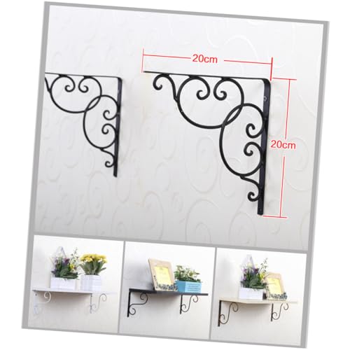Gatuida 2 Stück Weiße Stabile Wandhalterung aus Langlebigem Eisen mit Floralem Dreieck Design Inklusive Schrauben als Regalwinkel für Bücherregale Calpboard und Set top Boxen von Gatuida