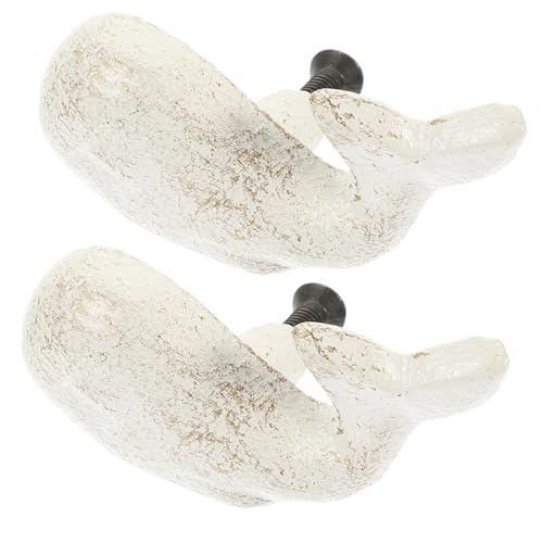 Gatuida 2 Stück Weiße Wal Gusseisen Möbelgriffe Küstenstil Design Robuste Schrankknöpfe für Kinderzimmer und Kleiderschrank Einfache Montage Langlebige Oberfläche von Gatuida