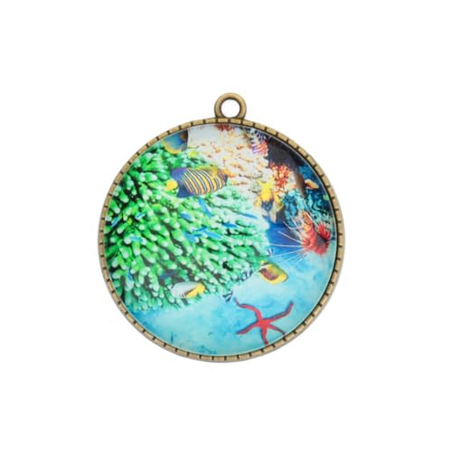 Gatuida 20 Stück Teiliges Bunte Glassteine Rund DIY Schmuckmaterial mit Ozeanfarbenem Muster Kreative Glas Patches für Bastelarbeiten Dekoration für Schmuck Uhren Vasen und Mehr von Gatuida