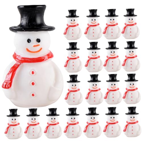 Gatuida 20 Stück Teiliges Mini Schneemann Deko aus Resin Bunte Weihnachtsfiguren für Tisch und Regal Dekoration Realistische Miniatur Schneemänner für Weihnachtsfeier und DIY Mikro von Gatuida