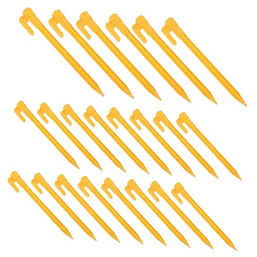 Gatuida 24 Stück Teiliges Spiral Zeltnägel aus Robustem Kunststoff Schwerlastfähige Bodenanker für Camping Strandmatten und Zeltbefestigung im Outdoor Bereich Gelb Wiederverwendbar und von Gatuida