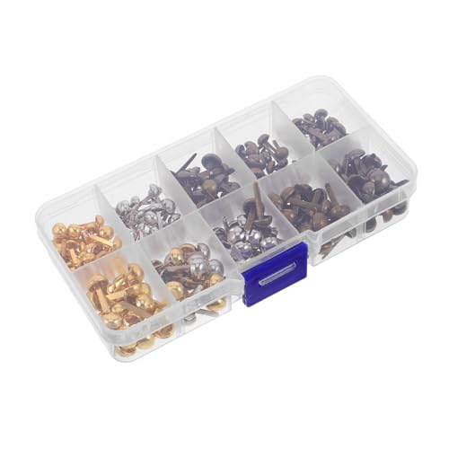 Gatuida 240 Stück Teiliges Metall Schnellbefestiger mit Rundem Kopf Vielseitige DIY Brads für Scrapbooking Leder Taschen Schuhe und Handwerksprojekte Einfache Montage ohne Werkzeug von Gatuida
