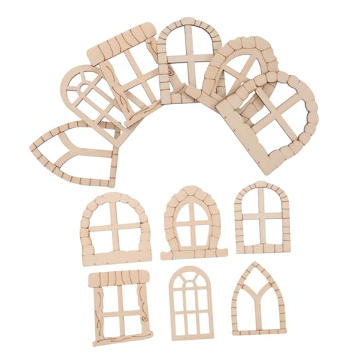 Gatuida 25 Stück Teiliges Mini Holz Fenster Tür set Unbehandelt DIY Feengarten Dekoration für Garten Balkon Terrasse Zubehör von Gatuida