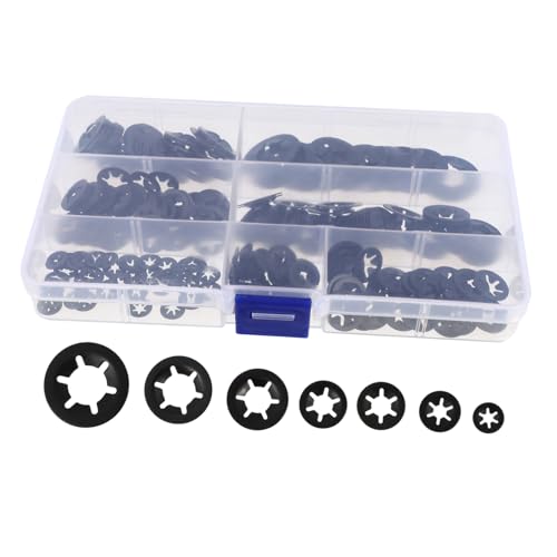Gatuida 280 Stück Teiliges Innenzahn sicherungsblech Verzinkte Unterlegscheiben Schnelle Montage Rostbeständig Robust Praktisches Sortiment für Schrauben und Muttern Verhindert Lockern von Gatuida