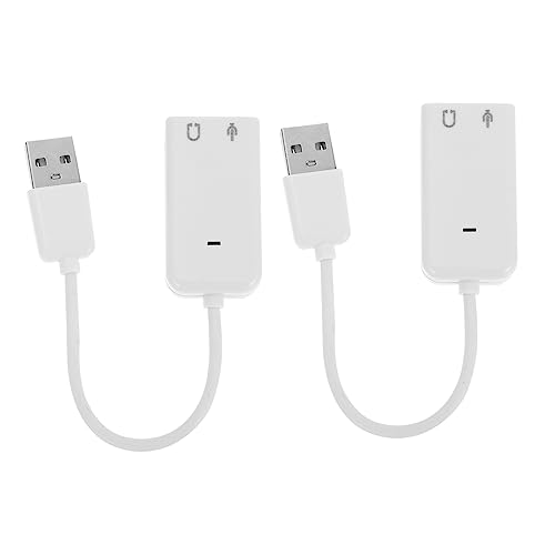 Gatuida 2St USB-Soundkarte für Laptop Externe soundkarte für Laptop USB soundkartenadapter Schallplattenspieler Kostenlose Soundkarte Ton für Computer Notizbuch mit Linie Weiß von Gatuida