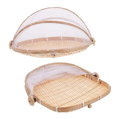 Gatuida 2Stücke Gemüsekorb Mit Moskitonetz Und Vielseitige Aufbewahrung Für Lebensmittel Und Trocknung Dekorative Bambuswaren von Gatuida