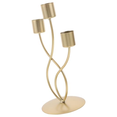 Gatuida 3 Leuchter-Ornament Kerzenhalter Vintage Kandelaber Inhaber Von Candlestick Kerzen Tischdekoration Dreiarmiger Kerzenständer Kerzenaufsatz Aus Metall Tischkandelaber Eisen Golden von Gatuida