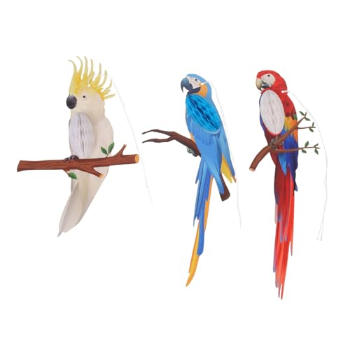 Gatuida 3 Stück Bunte Papagei Waben Hängedekoration Teilig Tropische Vögel mit Schnur zum Aufhängen für Sommerparty Geburtstag Strand und Tropenfeier Dekorative Wand und Türdeko von Gatuida
