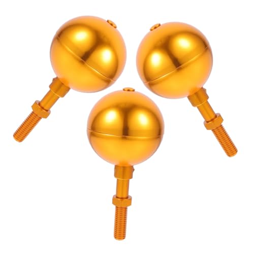 Gatuida 3 Stück Teiliges Aluminium Flaggenmast Ballaufsatz Wetterfester Hochglänzender Flaggenmast Topper mit Werkzeugfreier Stabile Passform für Ausziehbare Außenflaggenmasten Goldfarben von Gatuida