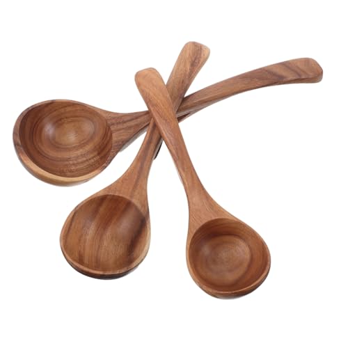 Gatuida 3 Stück Teiliges Holzlöffel mit Langem Stiel und Haken Hitzebeständiger und Suppenkelle Platzsparend zum Aufhängen Stabiler Holzlöffel für Kochen Servieren und Rühren von Gatuida