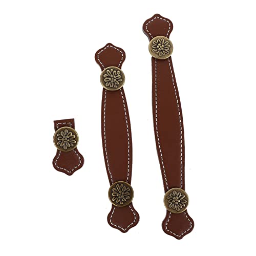 Gatuida 3 Stück Vintage Möbelgriff Teiliges Zinklegierung Griffset für Türen Antike Ledergriffe Rotbraun für Möbel und Koffer von Gatuida
