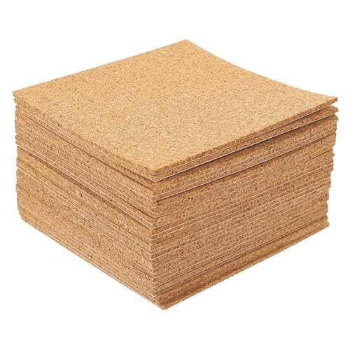 Gatuida 30 Stück Korkuntersetzer: Quadratische, Selbstklebende 4-Zoll-Korkplatten – beschreibbare und zuschneidbare Pads für Heimwerker, Heimdekoration und Untersetzerherstellung von Gatuida