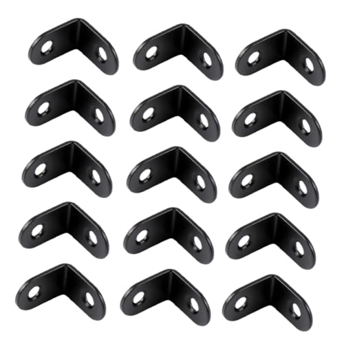 Gatuida 30 Stück Teiliges Montagewinkel aus Schwarzem Edelstahl Eckwinkel mit Hoher Tragfähigkeit Robust und Stabil für Möbel Ablagen Schnelle und Einfache Befestigung von Gatuida