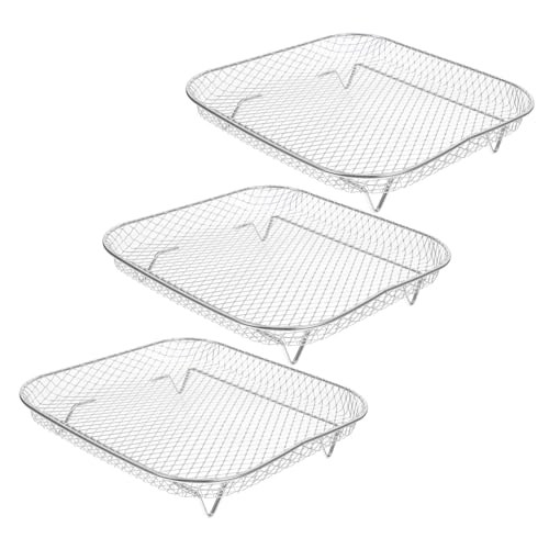 Gatuida 3 Stück Air Fryer Racks Stapelbares Grill und Backzubehör Hochtemperaturbeständig Pflegeleicht für Heißluftfritteusen und Dampfgarer von Gatuida