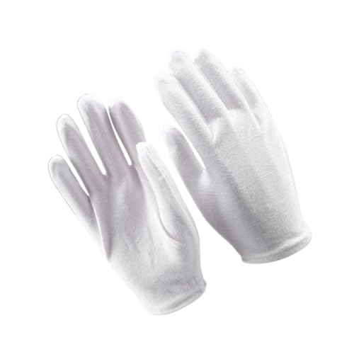 Gatuida 4 Paar Weiße Baumwollhandschuhe Leichte Schutz Handschuhe für Gartenarbeit Reinigung Dehnbar Atmungsaktiv Waschbar Einheitsgröße Schützend gegen Fingerabdrücke und Verletzungen von Gatuida