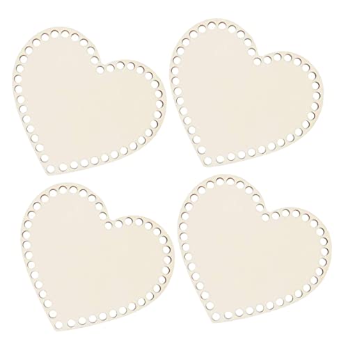 Gatuida 4 STÜCKE Herzförmiger Holzboden Teiliges für Häkeltaschen DIY Langlebiger Korbboden mit Hohlem Design Stabile Basis zum Selbermachen von Strickbeuteln und Handtaschen für Kreative von Gatuida