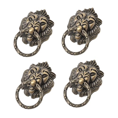 Gatuida 4 Stück Antike Vintage Schrankgriff Löwenkopf aus Massivem Rost Verschleißfest für Schränke Kleiderschränke Antike Möbelgriff für Innenräume von Gatuida