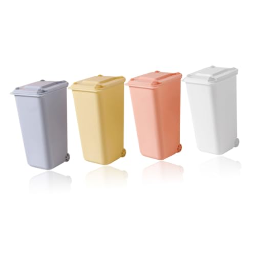 Gatuida 4 Stück Mini Desktop Mülleimer mit Deckel Kreative Kleine Abfallbehälter Multifunktional als Stifthalter und Aufbewahrungsbox für Büro Küche Badezimmer Schreibtisch Nutzung von Gatuida