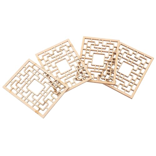 Gatuida 4 Stück Miniatur Chinesische Fenster aus Holz Traditionelle Architektur Filigrane Details Funktionale Bewegliche Elemente Puppenhaus Zubehör DIY Bastelmaterial für Kleine Modelle von Gatuida