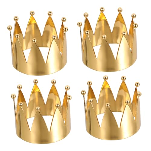 Gatuida 4 Stück Teiliges Goldene Serviettenringe aus Edelstahl Kleine Kronenform Stilvolle Tischdekoration für Hotel und Fest Langlebige und Stabile Napkin Buckles von Gatuida