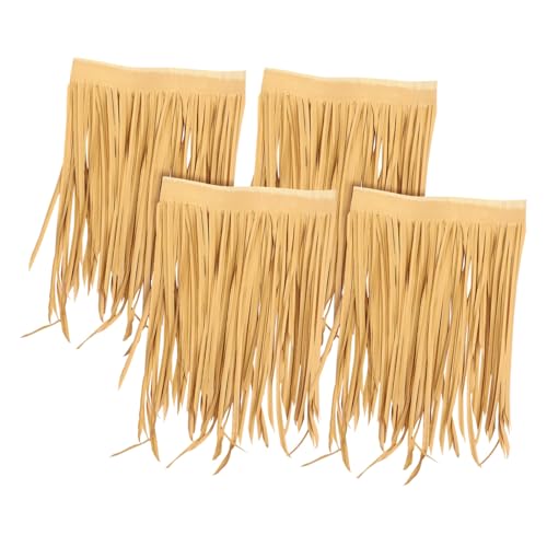 Gatuida 4 Stück Teiliges Künstliches Strohdach UV beständig Wetterfest Realistische Reetdach Dekoration für Garten Terrasse und Sommerdeko Naturfarben von Gatuida