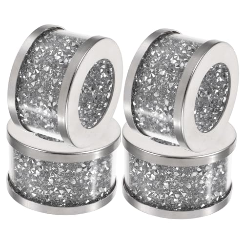 Gatuida 4 Stück Teiliges Serviettenring Funkelnden Kristall diamanten Stilvolle Tischdeko für Dinner Party und Restaurant Wiederverwendbar Glatte Oberfläche Stilvolle Napkin Holder für von Gatuida