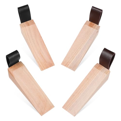 Gatuida 4 Stück Teiliges Türkeile aus Holz Rutschfest für Schwere Türen Keilförmige Türstopper mit Rutsch Pad Schutz vor Türschäden Geeignet für Wohn und Arbeitsräume von Gatuida