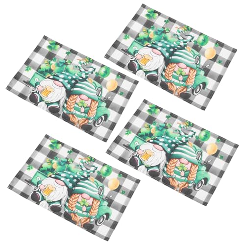 Gatuida 4 Stück Tischset küchenaccessoires Weihnachts -Taschen Kleeblattgrüne Tischmatte Abendessen Taschen Weihnachts -Plakat Feiertags -Placematen Flachs von Gatuida
