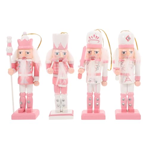 Gatuida 4er Set Rosa Weihnachts Nussknacker Figuren - Dekoration FüR Den Weihnachtsbaum, Mini Nussknacker Ornaments FüR Festliche AnläSse von Gatuida