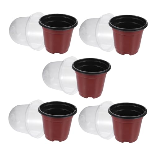 Gatuida 5 Stück Teiliges Anzuchttopf Set mit Transparenten Feuchtigkeitskuppeln Langlebig und Wiederverwendbar Atmungsaktive Anzuchttöpfe für Gemüse Blumenanzucht Platzsparend für Innen von Gatuida