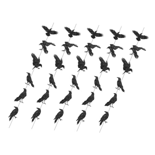 Gatuida 5 Stück Teiliges Halloween Raben Girlande mit Glitzer Schwarz Kreative Gothic Papiergirlande Einfache Aufhängung für Party Fenster Wand Kamin Gruselige Dekoration für Zuhause und von Gatuida