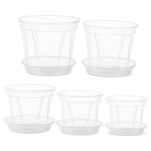 Gatuida 5 Stück Transparente Pflanzen Töpfe mit Abtropfschale Atmungsaktive Kunststoff Orchideen Übertöpfe für Zimmerpflanzen Selbstwässernde Blumentöpfe für Balkon Indoor und Outdoor Gatuida 5 Stück Transparente Pflanzen Töpfe mit Abtropfschale Atmungsaktive Kunststoff Orchideen Übertöpfe für Zimmerpflanzen Selbstwässernde Blumentöpfe für Balkon Indoor und Outdoor von Gatuida