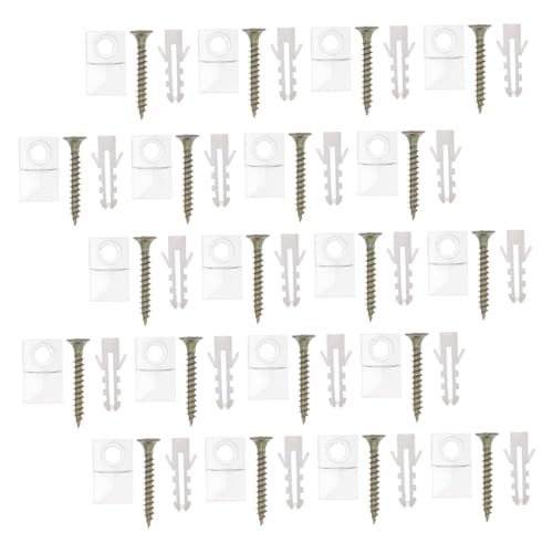 Gatuida 50 Sätze Transparente Kunststoff Spiegelhalterung Montageset mit Schrauben und Dübeln für Wandbefestigung von Spiegeln Glas Acrylplatten Rostfrei und Kratzfest Vielseitig für von Gatuida