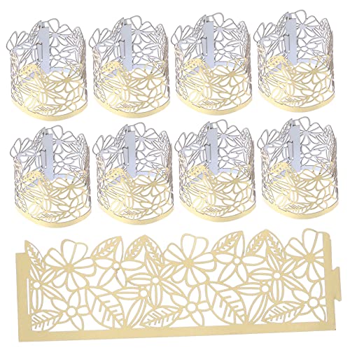 Gatuida 50 Stück Candle-Light-Papierverpackung Party-Serviettenhalter flammenlos Kerzenhalter Stumpenkerze für den einzug paketpapier Kerze Wickeln Votivkerzenverpackungen Golden von Gatuida