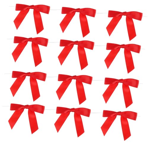 Gatuida 50 Stück Mini Schleifen Rot Kleine Polyester Schleifen mit Draht für Geschenkverpackung Hochzeit Party DIY Dekorationen und Bastelprojekte von Gatuida