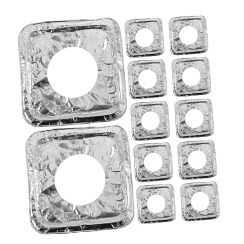 Gatuida 50 Stück Teiliges Quadratische Hitzebeständige Aluminiumfolie Schutzmatten für Gasherd Kochfeld Dicke Langlebige Abdeckplatten zum Auffangen von Öl Fett und Speiseresten von Gatuida