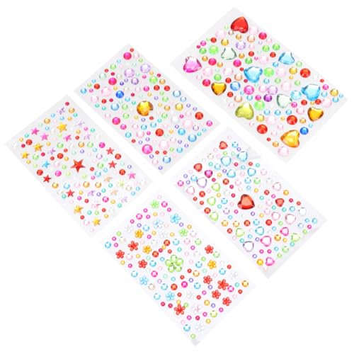 Gatuida 5Blätter DIY Strassaufkleber Set Kristall Acryl Diamant Aufkleber für Bastelprojekte für Handys und Bilderrahmen Gemischte Designs von Gatuida