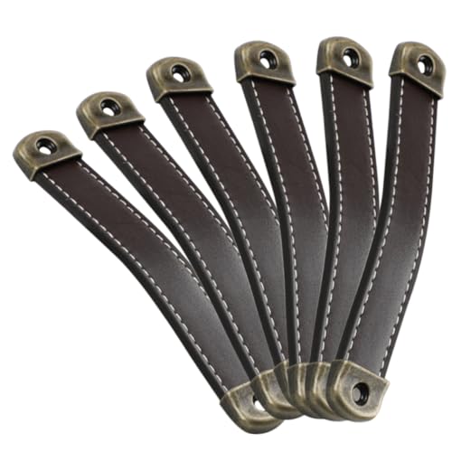 Gatuida 6 Stück Teiliges Ledergriffe Schubladengriffe Vintage Stil Robuste Schrankgriffe aus mit Lochabstand Einfach zu Montierende Möbelgriffe für Kommode Schrank Kleiderschrank von Gatuida