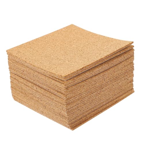 Gatuida 80 Stück Teiliges Selbstklebende Korkuntersetzer Dicke Korkplatten Quadratisch Vielseitig für DIY Bastelprojekte Wanddekoration Pflanzenbasis und Getränkeuntersetzer von Gatuida