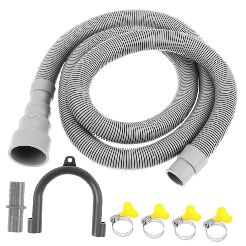 Gatuida Ablaufschlauch Verlängerung Waschmaschine Flexibler Drainageschlauch mit Adapter Schellen und U Halterung Kompatibel für Verschiedene Modelle Einfache Montage von Gatuida