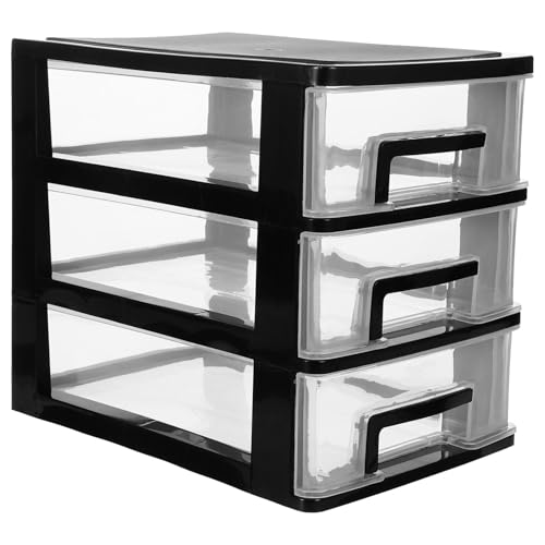 Gatuida Aufbewahrungsbox für Schubladen, Aufbewahrungsbox mit 3 Schubladen, schwarzer Rahmen, transparente Schubladen, multifunktionales Aufbewahrungsregal für Möbel, Kunststoffschubladen von Gatuida
