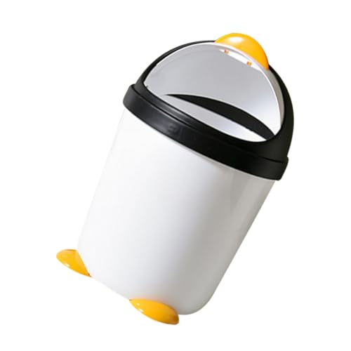 Gatuida Auto-papierkorb Desktop Kleiner Mülleimer Süßer Schlafzimmer-mülleimer Mülleimer Im Badezimmer Für Abfallbehälter Aus Kunststoff Mit Deckel Pinguin-abfallbehälter Pp Weiß von Gatuida
