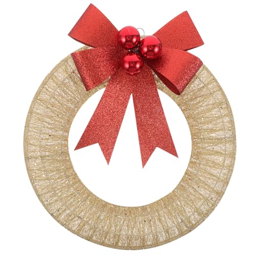 Gatuida Beleuchteter Weihnachtskranz mit Schleife: Beleuchteter Weihnachtskranz als Wanddekoration für drinnen und draußen – leuchtende Weihnachtsdekoration für die Haustür-/Fensterparty von Gatuida