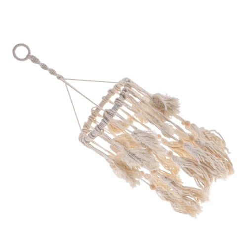 Gatuida Boho Makramee Lampenschirm aus Baumwollseil Gewebter Deckenlampen abdeckung Handgefertigter Hängender Lampenschirm Warmes Licht Schützender Lampenschutz für Wohnzimmer von Gatuida