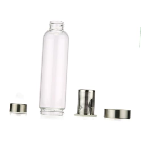 Gatuida Borosilikat Glas Wasserflasche mit Edelstahl Teesieb und Grauer Schutzhülle Hitzebeständig Leicht Bpa Frei Tragbar für Reise Büro Fitness und Outdoor Aktivitäten von Gatuida