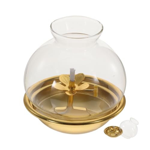 Gatuida Butterlampe Einmachglas-öllampe Kerosin -Laterne Drinnen Öllampenschornstein Altar Öllampe Paraffin Retro-petroleumlampe Antiquität Kleines Öl Altar Petroleumlampe Kupferlegierung von Gatuida