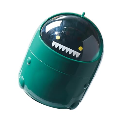Gatuida Cartoon Dinosaur Desktop mülleimer mit Klappdeckel Kleiner Grüner Tischabfalleimer für Müllbehälter für Büro Kinderzimmer Haushalt und Schreibtischdekoration von Gatuida