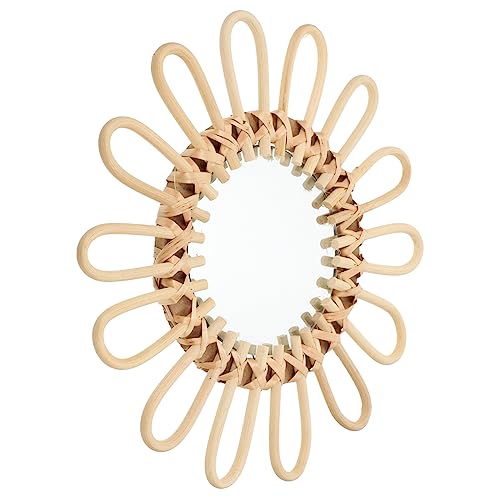 Gatuida Chic Wandspiegel aus Handgeflochtenem Rattan Dekorativer Makeup Spiegel Nordischer Stil Außendurchmesser Innendurchmesser Eleganter Wanddekor für Wohnzimmer und Badezimmer von Gatuida