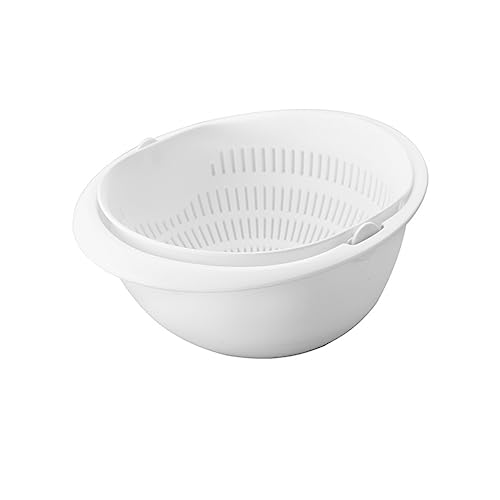 Gatuida Doppel Layer Abtropfkorb Multifunktionaler Küchenwaschkorb für Obst und Gemüse Drehbar und Platzsparend für Küchenspüle Weiß von Gatuida