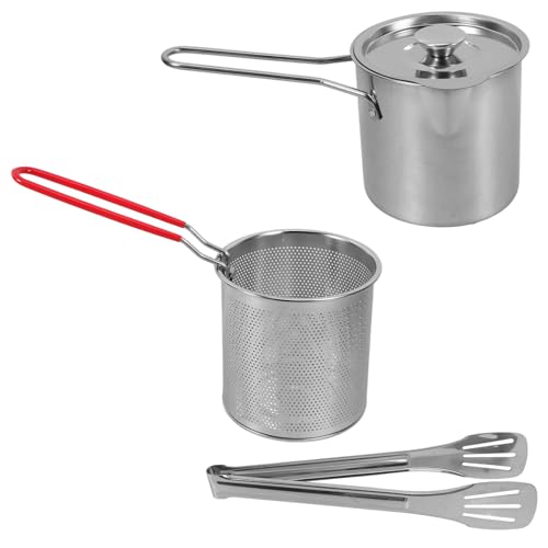 Gatuida Edelstahl Fritteuse mit Korb und Deckel Kleiner Multifunktionaler Deep Fryer Topf Leicht zu Reinigen Hitzebeständig für Haushaltsküche und Restaurantgebrauch von Gatuida